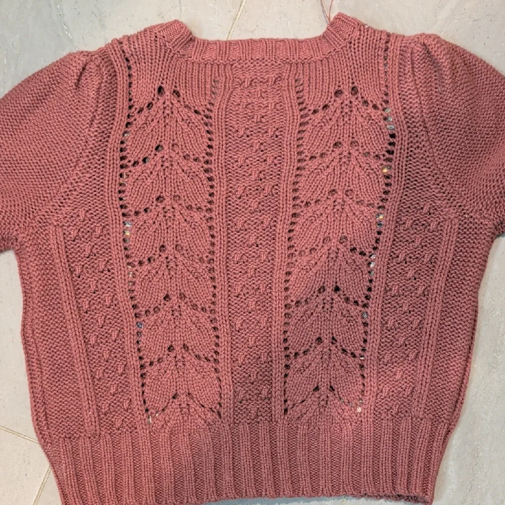 Lucky Brand Dusty Rose Embroidered Cable Knit Cardigan